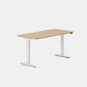 Duo Standing Desk – Woodgrain / White / 58 inches x 27 inches