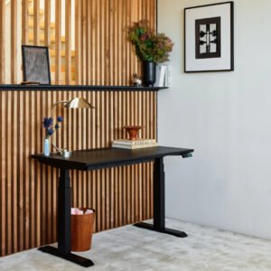 Tria Standing Desk – Woodgrain / Black / 48 inches x 27 inches